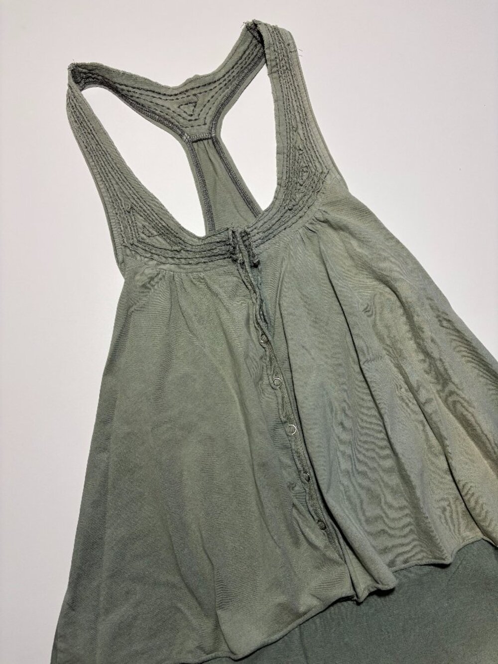 VINTAGE HAVANA EARTH TONE GREEN FLOWY BOHO COTTON TANK TOP